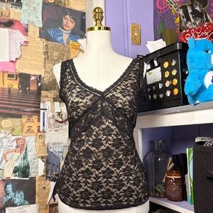 Y2K Black Sheer Lace Camisole